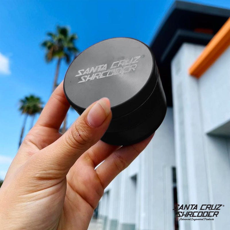 Santa Cruz Shredder Metal Herb Grinder Knurled Top for Stronger Grip 3-Piece Large 2.7" (Black) 2 3/4″ Diameter, Height : 1 3/4" Black