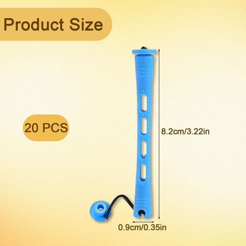  [AUSTRALIA] - 20 Pcs Perm Rods for Short Hair, Medium Curling Rods, Cold Wave Heatless Curling Rollers Set for Long Hair Natural Waves & Curls (0.35 Inches, Blue)