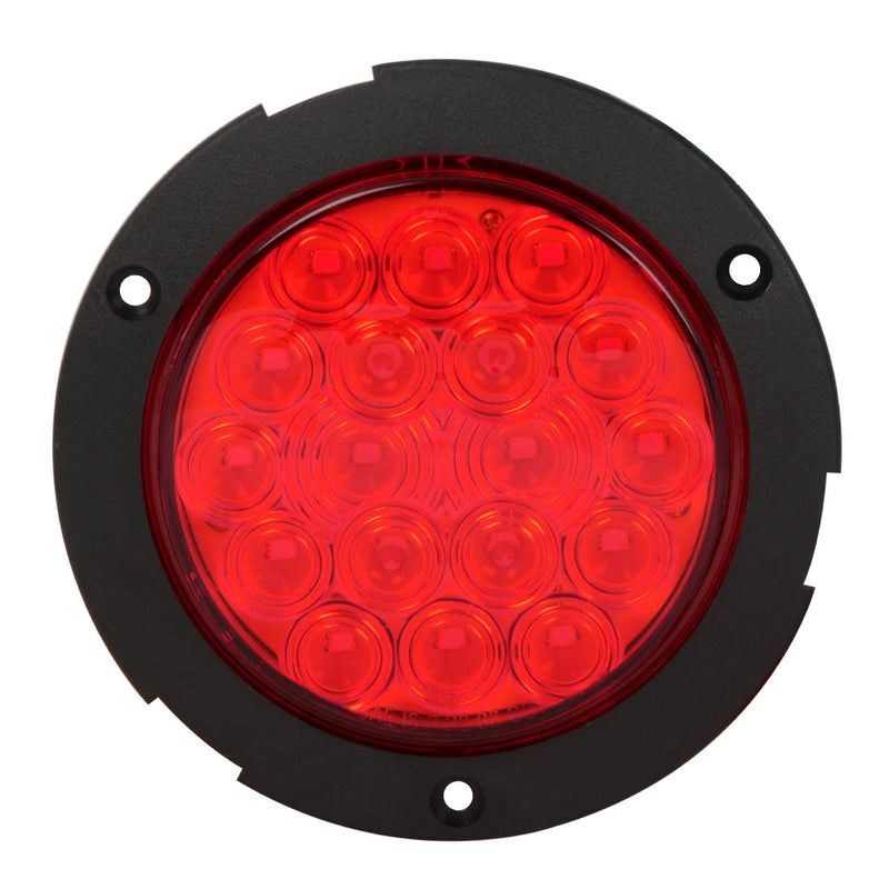 Grand General 75902 LED Light (4" Round Flange Mount Red 18 with Red Lens and Chrome Twist-On Bezel) Red/Red
