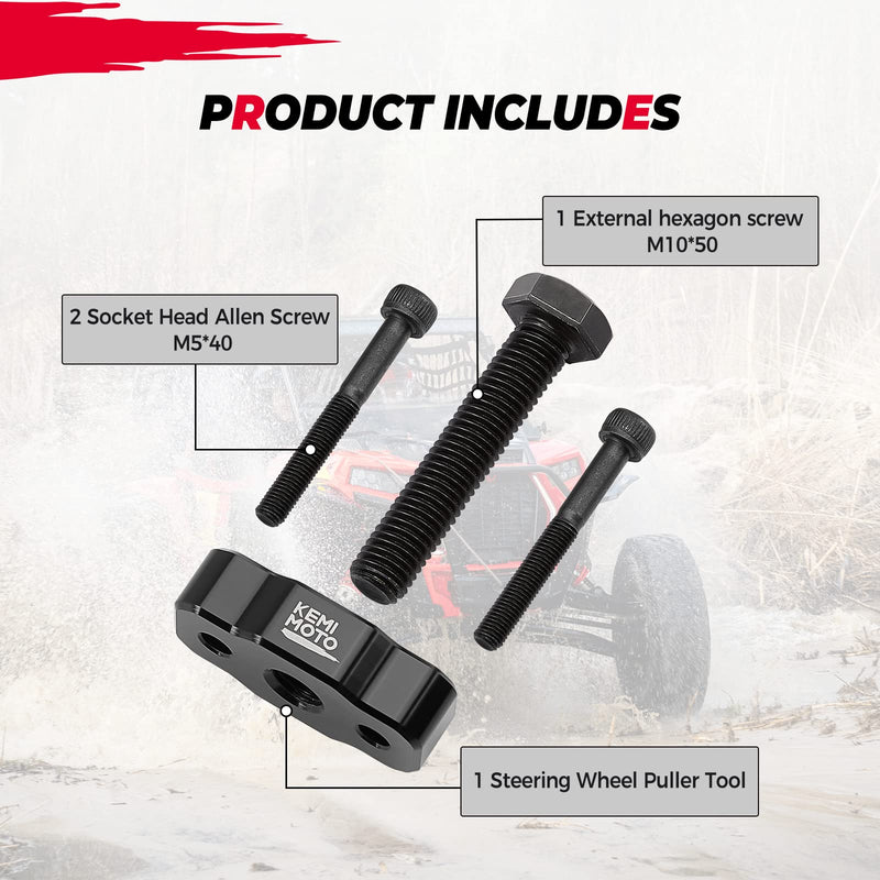 KEMIMOTO UTV Steering Wheel Puller Tool, UTV steering wheel removal tool, UTV steering wheel puller, compatible with Polaris RZR XP1000 Turbo