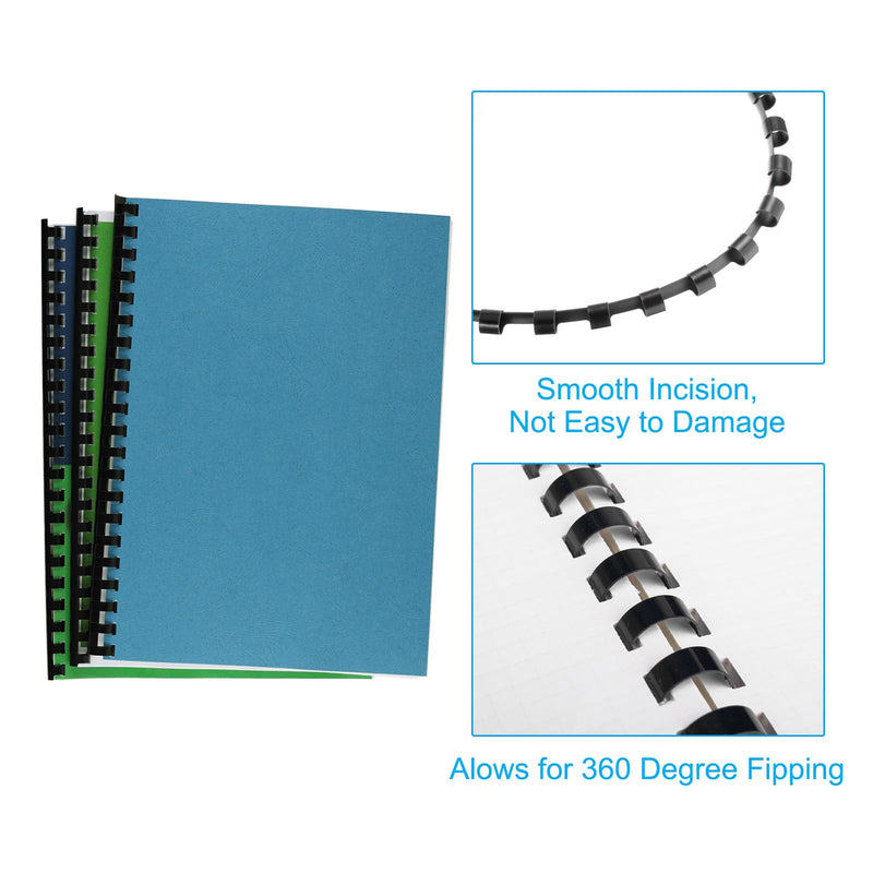 PATIKIL 51mm (2") Plastic Binding Combs, 10 Pcs 21 Rings Comb Binding Spines 450 Sheet Capacity Letter Size for Binding Paper Sheets Notebook Calendar Picture Album, Black 2"