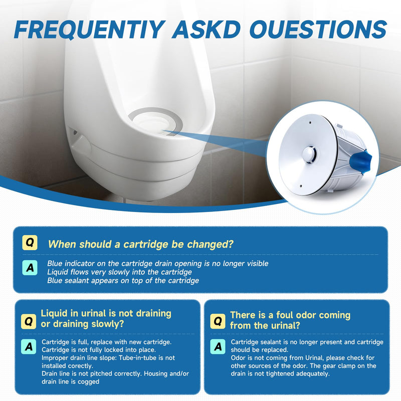 WES-150 WaterFree Urinal Cartridge Compatible with All Sloan Waterfree Urinals WES-150 Waterless Urinal Cartridge Replacement replace Falcon FWFC, Includes Cartridge, Wrench Key, Disposable gloves