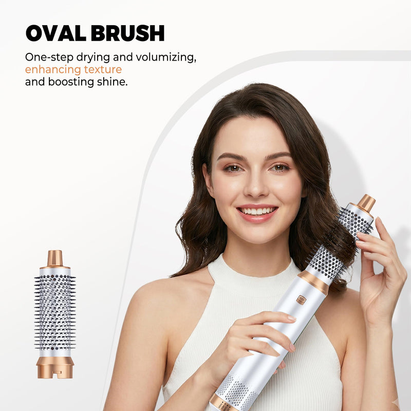 OKWRAP 5 in 1 Hair Styler Airbrush Multi Styler Hair Styler Air Styler1000W | Air Styler with Ionic Hair Dryer, Air Curler, Blow Dryer Brush, Hair Straightener Brush for Dry, Curl, Straighten andVolumise White