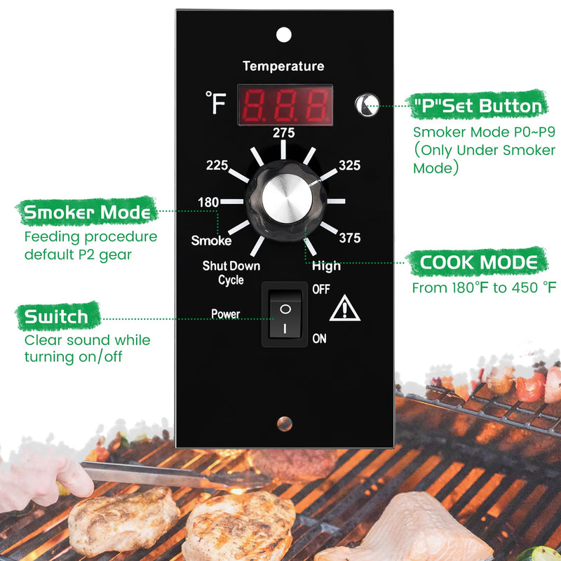Control Panel Replacement for Traeger BAC236 Controller Digital Elite Thermostat BAC365 Wood Pellet Smoker with 7" RTD Temperature Probe Sensor BAC194 Grill Accessories Upgraded BAC236 Kit