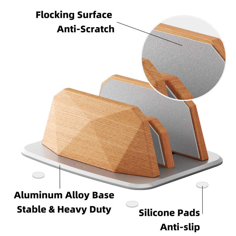 Vertical Laptop Stand - Dual Slots Wooden Adjustable Laptop Holder,Desktop Dock Compatible with All MacBook, Surface,Chromebook,Dell & More(Beechwood) Beechwood
