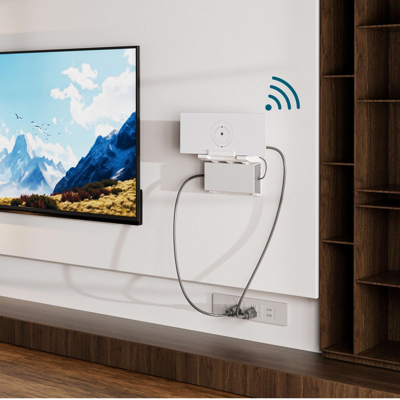Starlink Gen3 Router Wall Mount, 2-in-1 Starlink Router Mount Modem Bracket for Starlink Standard 4/4X/Gen 3 UTR-32 Router & Power Supply, Space Saving ABS, Easy Install Home RV Office Boat