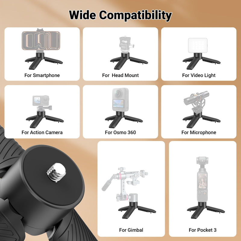 Mini Tripod&One-Touch Deploy Hand Grip for DJI Osmo Pocket 4/3. | Camera Tripod for Action 6/5 Pro/4/Nano,1/4"-20 Screw Mount for Insta360 for GoPro, DSLR Camera,Smartphone.