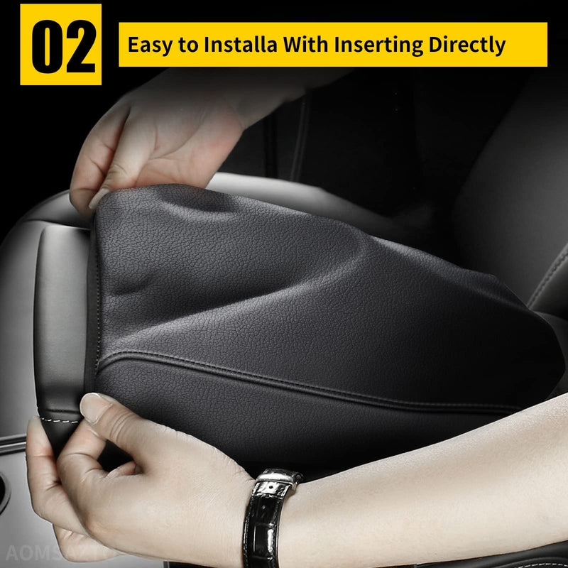 AOMSAZTO Armrest Covers for Corolla 2014-2019 Black Console Cushion for Corolla