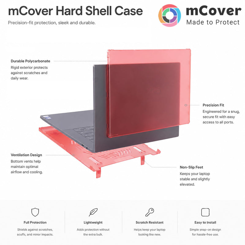 mCover Case for 16-inch Dell XPS 16 DA16260 Windows Laptop PC (Released After Feb. 2026, Without 360 ° Hinge, NOT Fitting Any Other Dell Models)- Black