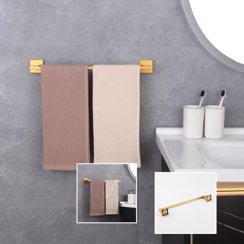 GERZWY 18-Inch Gold Towel Rack, Single Towel Bars for Bathroom, Wall Mounted Stainless Steel Hand Towel Holder JG1901A45-BE