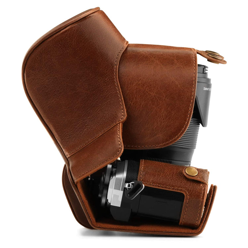 Megagear MG1863 Ever Ready Genuine Leather Camera Case Compatible With Olympus Om-D E-M5 Mark Iıı - Brown