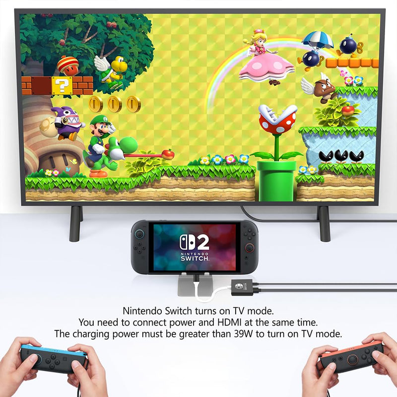 Switch 2 Dock, TV Docking Station for Nintendo Switch/Switch OLED/Steam Deck,HDMI 2.0 4K@60HZ Portable with PD 100W Charging, USB 3.0 Port（3-in-1）
