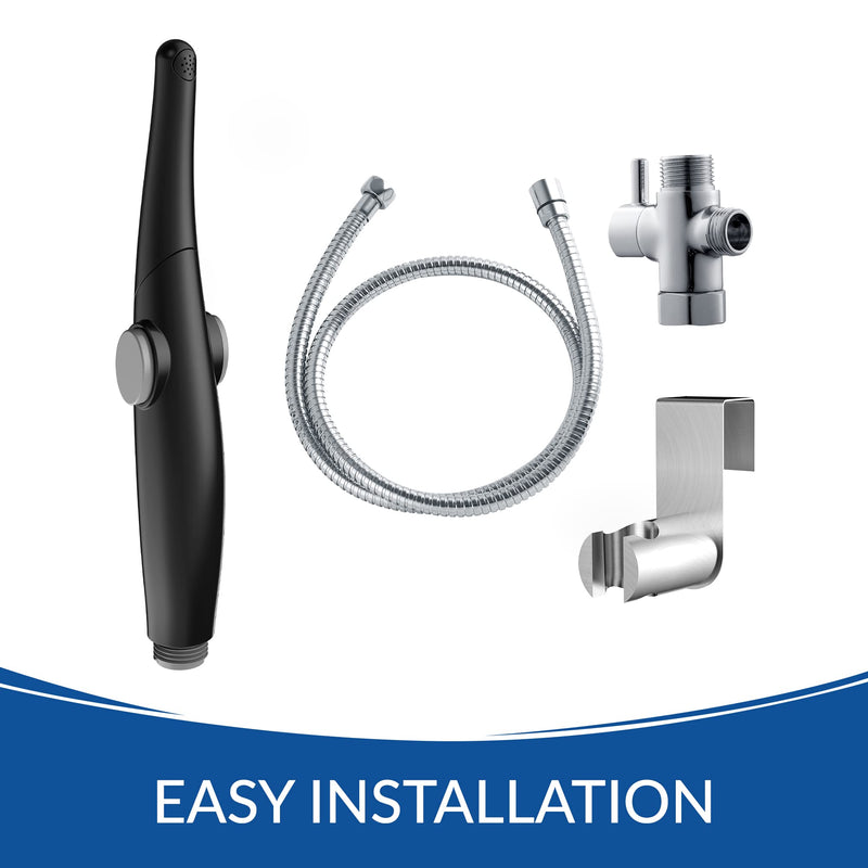 Bio Bidet by Bemis Pearl Handheld Bidet Sprayer Toilet Attachment Posterior & Feminine Wash with Stainless Steel Hose & Mount Kit, Black