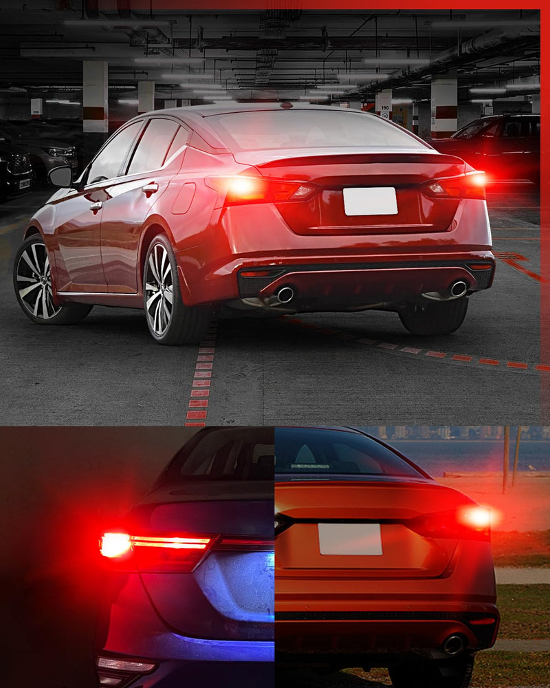 LASFIT L2 7440 7443 LED Bulbs Red Brake Light Bulb Tail Lights, Super Bright T20 7441 7444 W21W Bulb Replacement for Taillights Stop Lights, only for Standard Socket, 2pcs