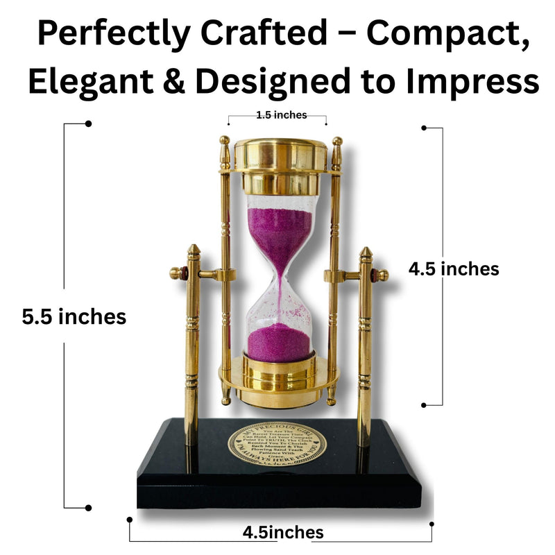 My Precious Girl Gift for her - Brass SandTimer ClockCompass Engraved Quote | Handmade Inspirational Gift for Women & Girls - Shiny Brass Table Top Desk Decor