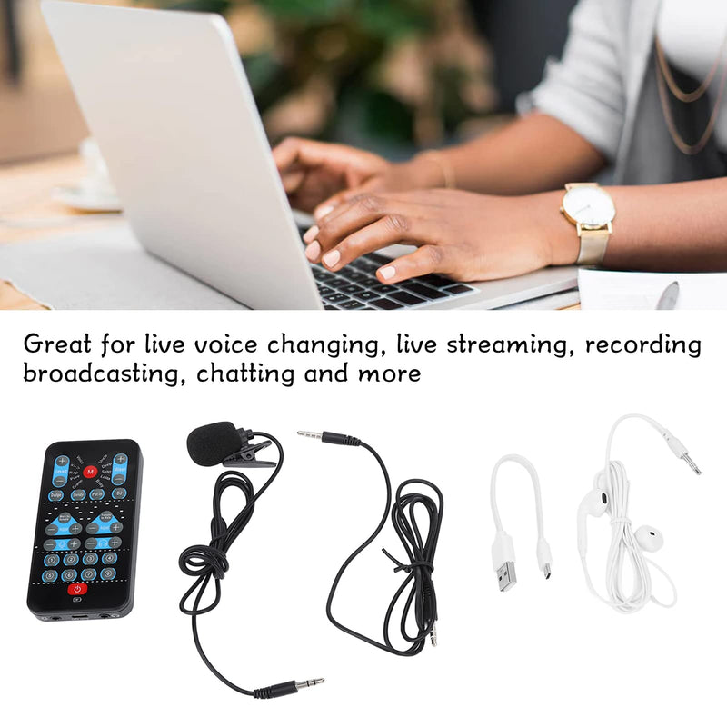 Mini Voice Changer for Live Streaming, Portable Sound Card with 8 Sound Effects for Gaming Mobile & PC