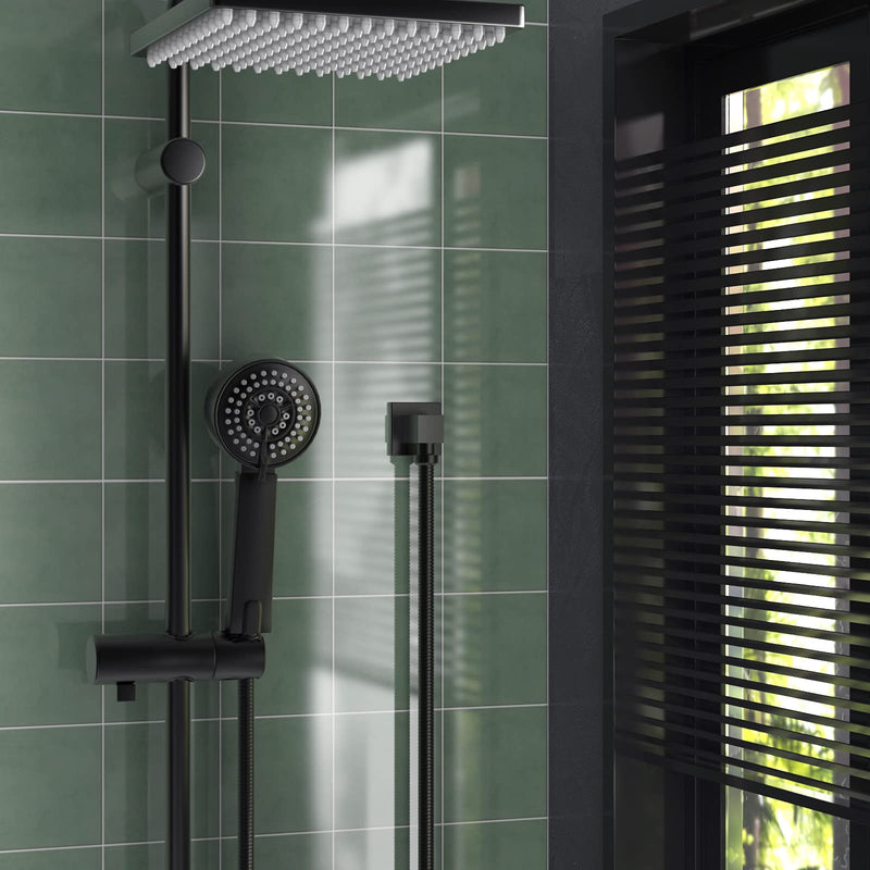 Wall Mounted Supply Elbow, Wall Elbow for Hand Shower, Solid Brass Square Wall Supply Elbow, Check Valve Included (Square, Matte Black)