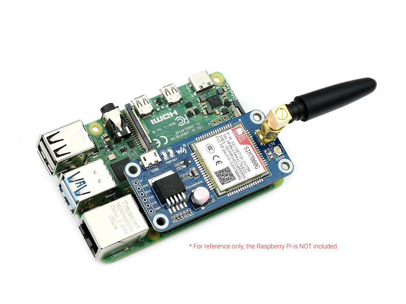 Waveshare SIM7000G NB-IoT/Cat-M/Edge/GPRS HAT, Compatible with Raspberry Pi 5/4B/3B/Zero/Zero W/Zero 2W/Pico/Pico W/Pico WH, GNSS Positioning, Global Band Support