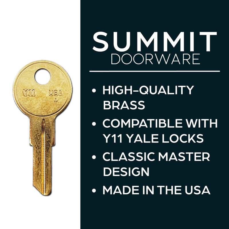 Summit Doorware Y11 Key Blanks in Premium Brass | Uncut Blank Keys for Home and Professional Use | Pack of 50 Blank Keys