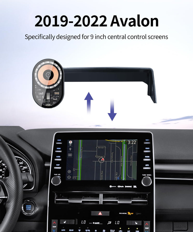 Wireless Charging Car Phone Holder for Toyota Avalon 2019-2022, 9" Screen | Magsafe Accessories Fast Charging Magnetic Cell Phone Holder Clip Compatible with iPhone Android, 3D Fit Vehicle Phone Stand