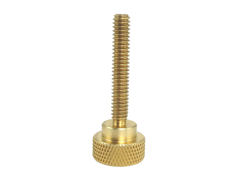 10 Pack 1/4-20 x 1-1/2 Inch Threads Solid Brass Diamond Knurled Thumb Screws Knobs with Straight Shoulders Right-Hand Threads SAE Flat Tip Uncoated (1/4-20 x 1-1/2 inch Long Threads)