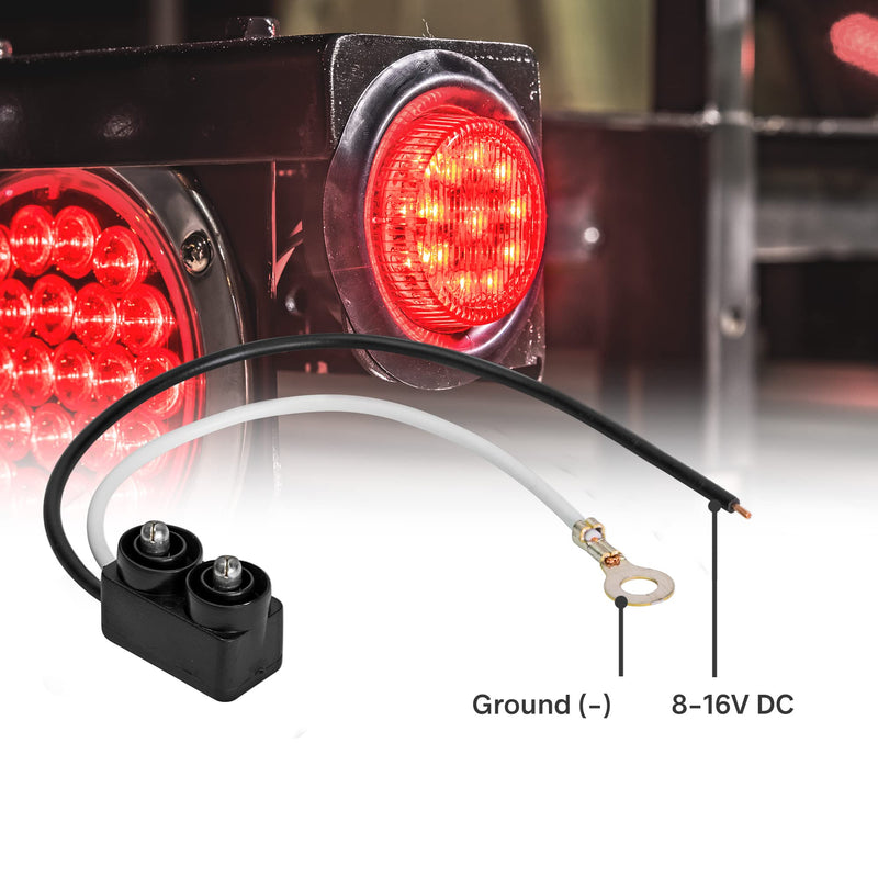 TRUE MODS 4pc 2" 12V Amber + Red Round LED Clearance Side Marker Light Kit [DOT Approved] [Reflector Lens] [Grommet & Plugs] [Flush-Mount] [Waterproof IP67] for Boat Trailer Semi Truck RV Peterbilt 4 Pack