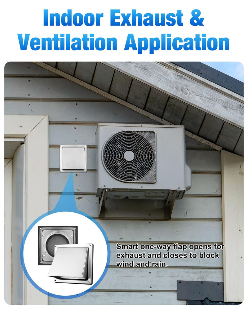  [AUSTRALIA] - 4 Inch Dryer Vent Cover Outdoor with Stainless Steel Guard Dryer Wall Exhaust Vent Cap Non-Return Flap with Sealing Gasket Grille, Easy Install(1 Pack) 1 Pack 4-Inch Insect Screen Mesh