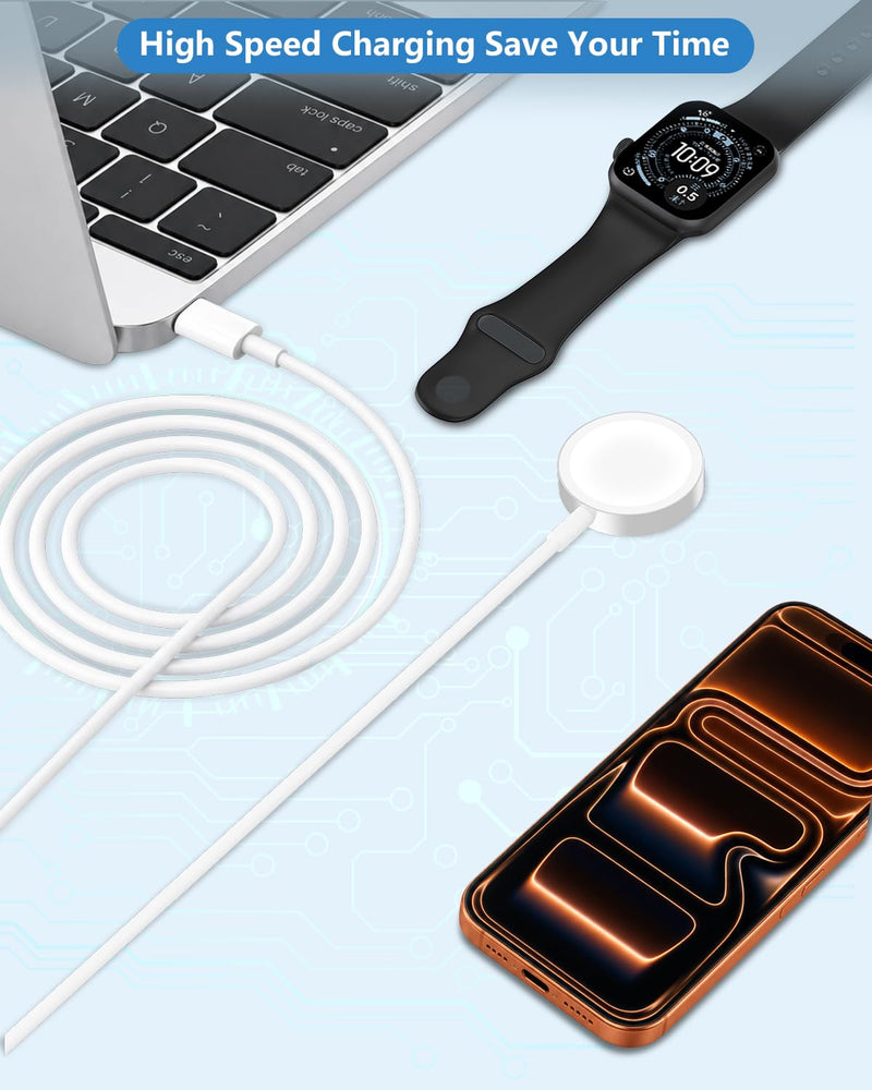 Apple MFi Certified 2Pack Magnetic Charging Cable for Apple Watch Charger | Stuffcool 6.6FT USB C to iWatch Portable Wireless Fast Charging Cord for Apple Watch Series Ultra/11/10/9/8/7/6/SE/5/4/3/2 Cream White