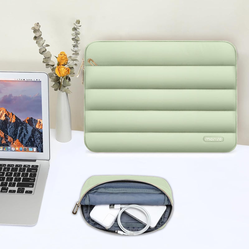 MOSISO Puffy Laptop Sleeve Compatible with MacBook Pro 16 inch 2024-2019 M3 A2991 M2 A2780 M1 A2485 A2141/Pro Retina 15 A1398,15-15.6 inch Notebook, Polyester Horizontal Bag with Small Case,Sage Green Sage Green