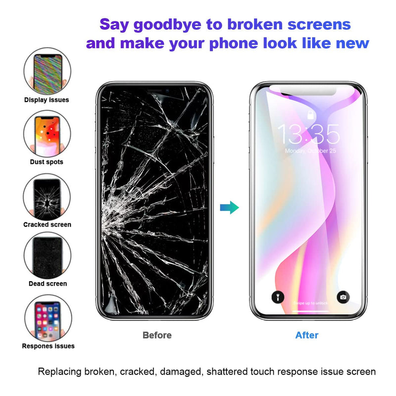 EFAITHFIX for iPhone 11 Pro LCD Screen Replacement 5.8 Inch Display 3D Touch Screen Assembly Digitizer with Repair Tools Kit Tempered Glass Protector Waterproof Adhesive for Model A2160, A2217, A2215