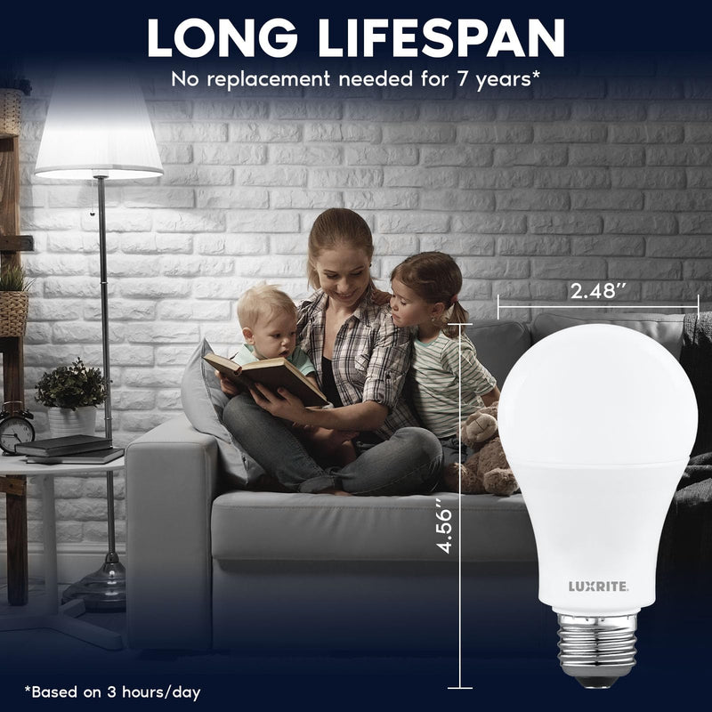 LUXRITE A19 LED Light Bulb 100 Watt Equivalent, 4000K Cool White, 1500LM, Non-Dimmable, Standard LED Light Bulbs, 12.5W, E26 Base, Enclosed Fixture Rated, Damp Rated, ETL Listed (16 Pack) 16 Count (Pack of 1) 4000k (Cool White)