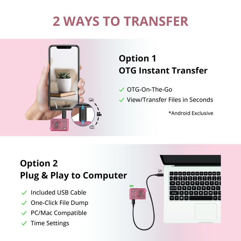 Y2K Mini Pink Keychain Camera, 1080P HD & 2MP, 32GB Card | 5 Filters & Flash, 0.96" Display, OTG Adapter for Android, Mini Wearable Pendant for Travel/Vlog/Night Shots, Ideal Gift