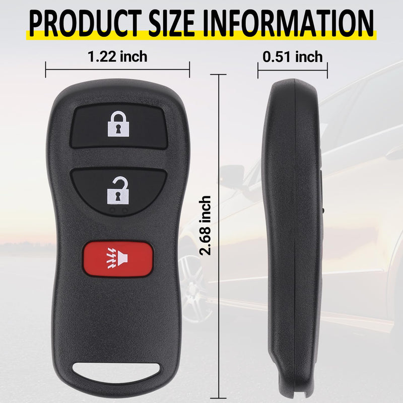 Keyless Entry Remote Key Fob Compatible with Infiniti FX35 FX45 QX4, Armada Pathfinder Frontier Murano Titan Quest Xterra Sentra, Replacement for KBRASTU15 (Pack of 2)