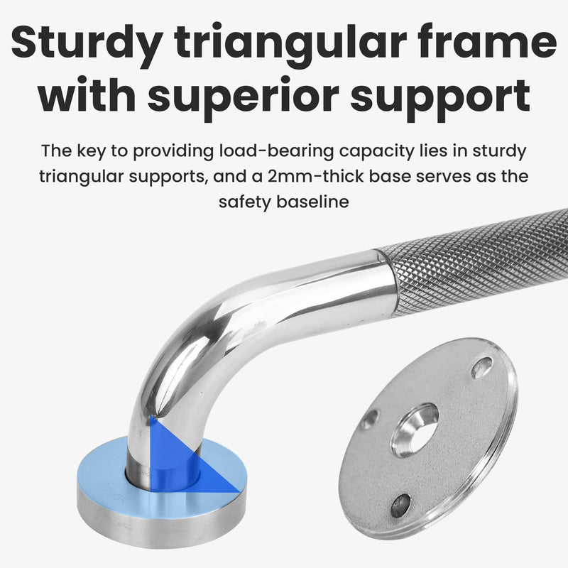 MrHAND 16 Inch Satin 304 SUS Stainless Steel Grab Bar, 2 Pack | Premium 1.0mm Extra-Thick Construction, Knurled Grip, Sturdy & Stable Handicap Support, 500 lbs Capacity, ADA Compliant