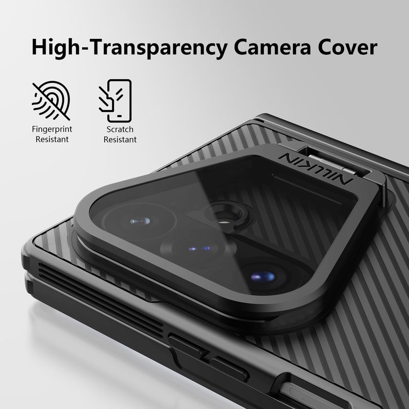 NILLKIN MagSafe Case for Samsung Galaxy Z Fold 8 Ultra with Stylus Pen | Camera Cover Kickstand, Full Hinge Protection, S Pen Holder, Slim Shockproof Magnetic Phone Cover, Black