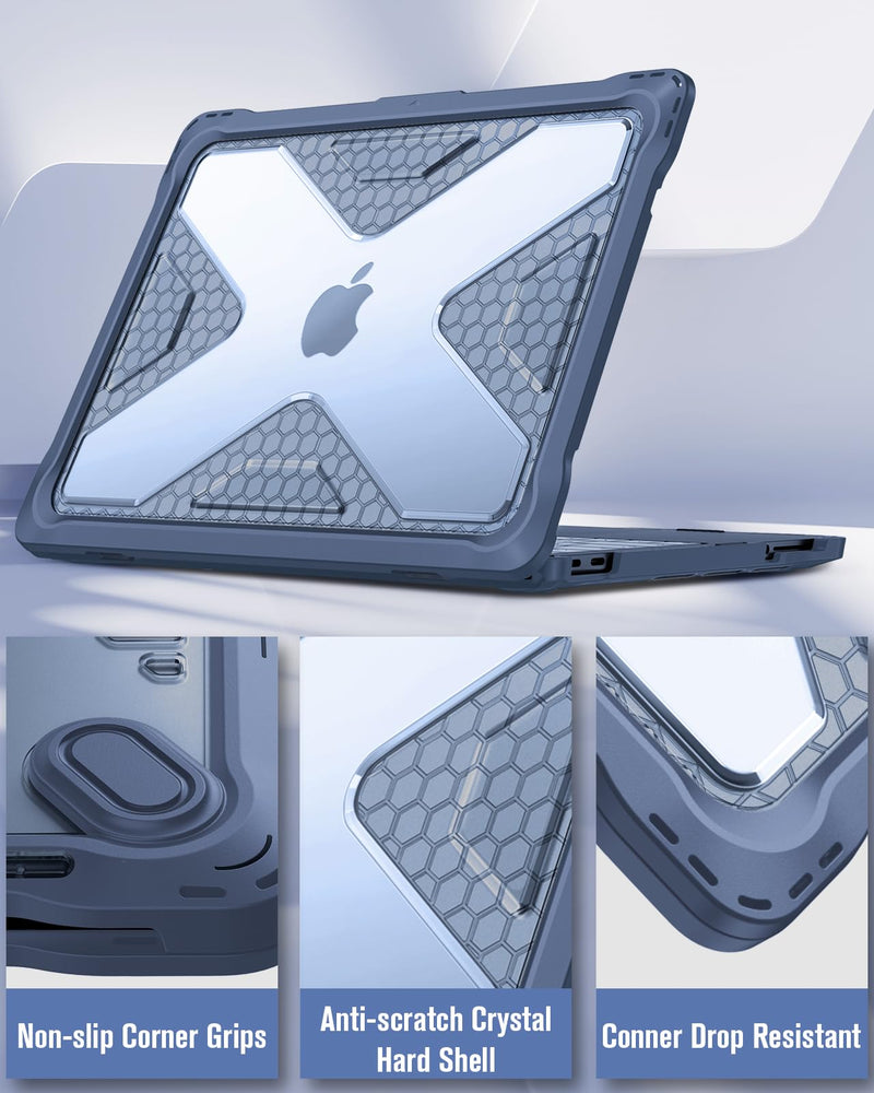Fintie Rugged Case for MacBook Neo 13 Inch A3404 2026, Indigo | Heavy Duty, Fingerprint Resistant, Shock-Absorbing, TPU Bumper, Hard Shell, Snap-On Cover, Work Travel Study Daily Use