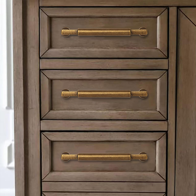 khtumeware 10-Pack 3-1/2Inch(89mm) Antique Brass Cabinet Pulls,Vintage Brass Solid Handles for Kitchen Cabinets, Cupboards, Drawers and Bathroom Hardware 3-1/2"(89mm) Hole Center