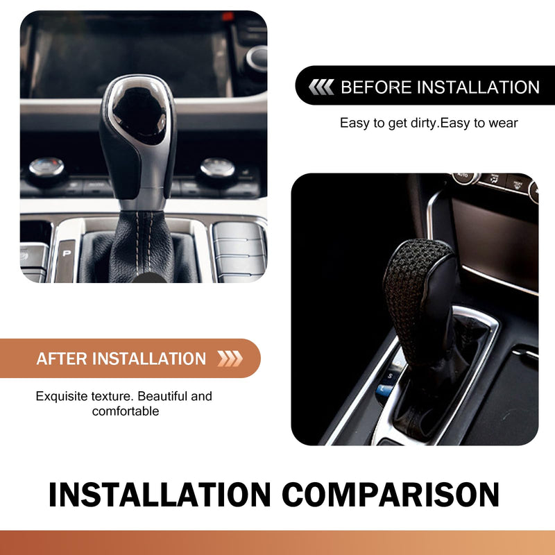 Car Gear Shift Cover, Leather Gear Shift Knob Cover, Anti-Slip Waterproof Shifter knob Protector, for SUV, Truck, RV, Car Decoration Accessories (Black) Black