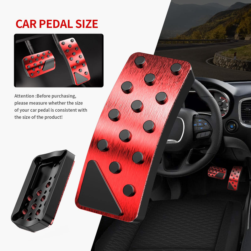 Car Pedal Cover for Dodge Durango Jeep Grand Cherokee 2011-2024 Aluminum Alloy No Drilling Aluminum Brake and Accelerator Pedal Covers 2PCS(Red) Red