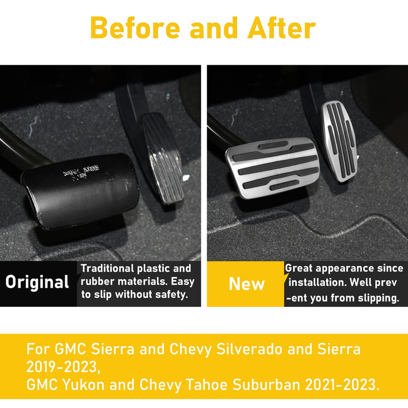 TTCR-II for Chevy Silverado Pedal Covers 2019-2025, Compatible with GMC Sierra Pedals 2019-2025, for Yukon Racing Pedal 2021-2024 Suburban Brake Pedal and 2021-2024 Tahoe Gas Pedal Plate (Auto, 2Pcs) For Silverado/Sierra 2019-2025