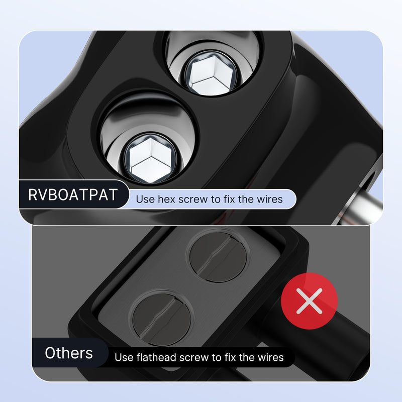 RVBOATPAT 2 Port Insulated Multi Tap Connector 4-14 AWG Aluminum to Copper Wire Connectors Single-Sided Entry Aluminum Wire Connectors Slotted Allen Hex - 5 Pack 5PCS 2 port 4-14 AWG
