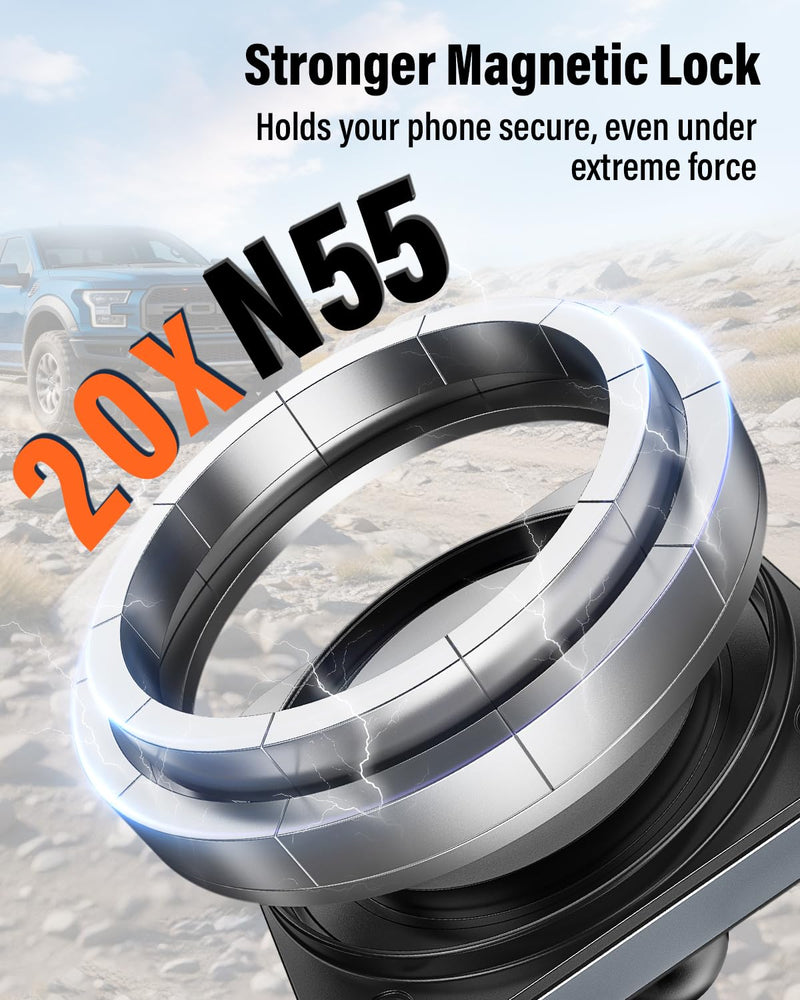 APPS2Car Metal Magnetic Phone Mount Compatible with 2021-2026 Ford F-150 | 2023-2026 Super Duty & 2022-2026 F-150 Lightning XL & PRO, 20*N55 Magnets, No Shake, No Block Airflow, fits iPhone & Android 2021-2026 F-150