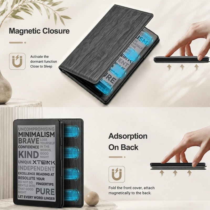 Magnetic Case for 3.7" Xteink X3,PU Leather Cover,Thin & Lightweight,Magnetic Closure (Velvety Black) Velvety Black