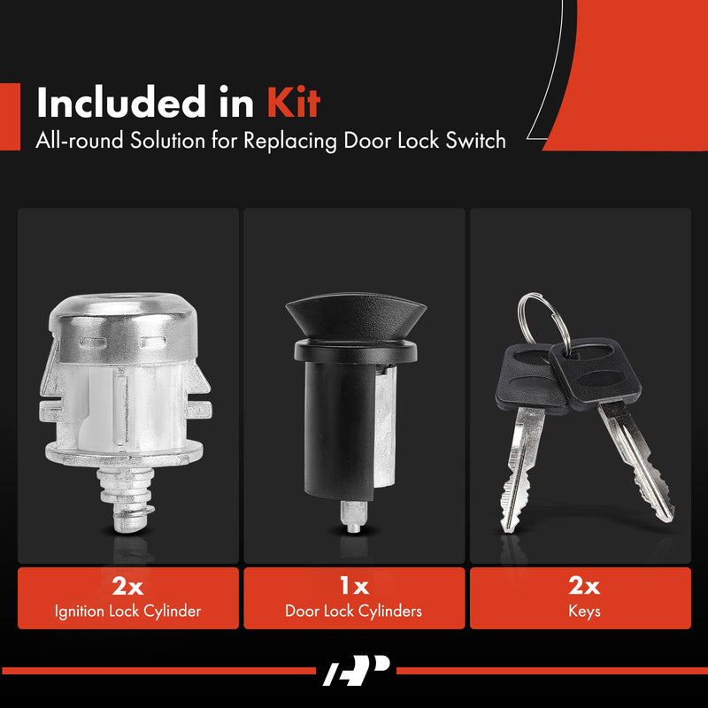 A-Premium Door Lock Cylinder with Key Set Compatible with Ford F-150, F-250, F-350, F-250 F-350 F-450 F-550 Super Duty, Expedition, Excursion, Freestar, Lobo, Windstar & Lincoln Navigator & Mercury