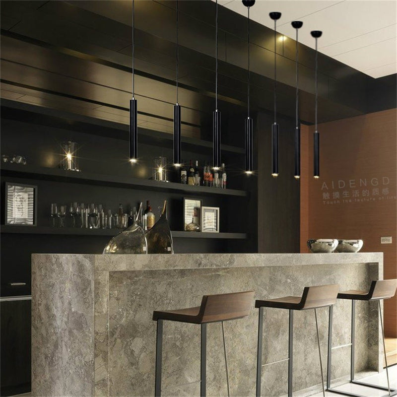 110v 12W Dia 5CM L40CM Tube LED Modern Pendant Lights Spot Light for Island Dining Living Room Bar Counter Shop Ceiling Kitchen Lights Hanging lamp Downlight Light fixtures Black 3000K