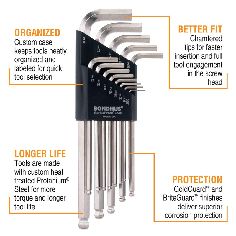 Bondhus 20399 Ball End L-Wrench DoublePK w/BriteGuard & GoldGuard Finish L-Wrench Double Pack