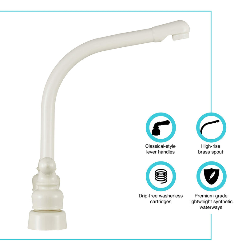 Dura Faucet DF-PK210C-BQ Hi-Rise RV Kitchen Sink Faucet with Classical Levers (Bisque Parchment) Bisque Parchment