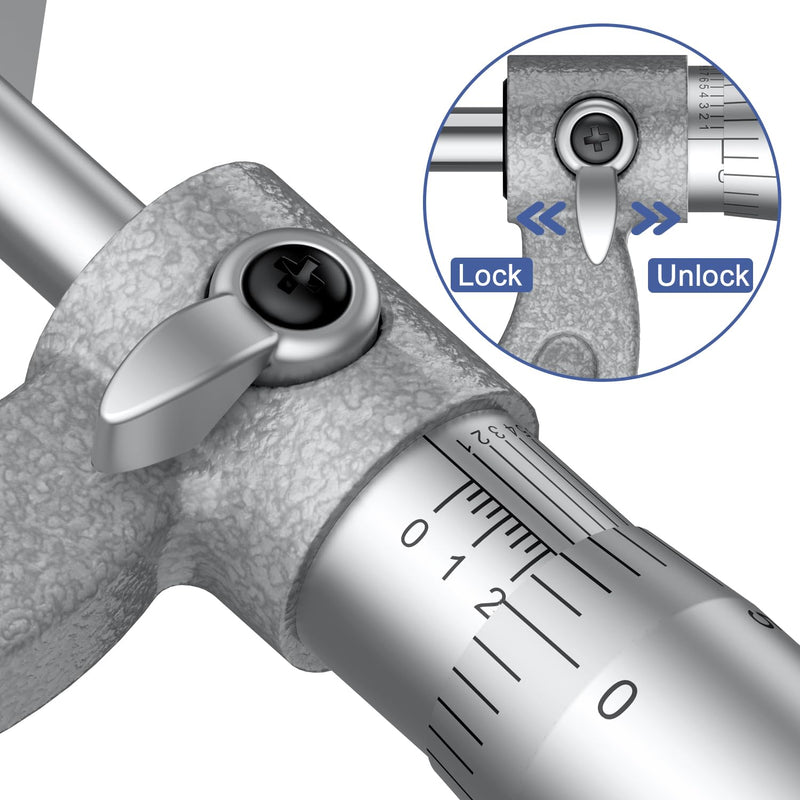 HDLNKAK Outside Micrometer 0-1", Machinist Micrometer, 0.0001" Graduation Micrometer Set, Alloy Precision Micrometer, Machinist Tool, Micrometer Standard with Case - Grey Outside Micrometer 0-1"