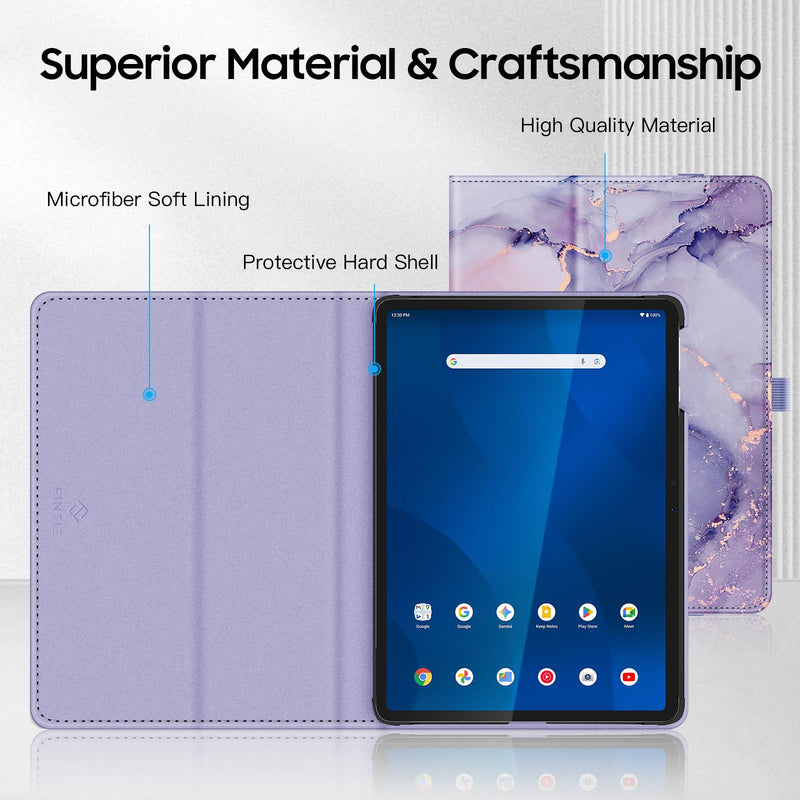 Fintie Folio Case for Onn 11" Core Tablet (2026 Model) - Lilac Marble | Premium Vegan Leather, Pencil Holder, Protective Stand Cover, Compatible with Onn 11 Inch Gen5 Tablet