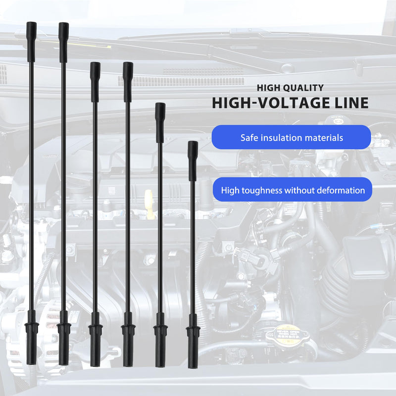 Ignition Spark Plug Wires Set of 6 Compatible with Dodge Grand Caravan Chrysler Town & Country 2001-2010 Grand Voyager Pacifica Volkswagen Routan Replace 5019593AA